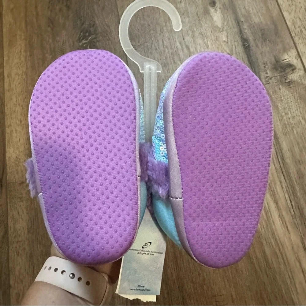 NEW!! Disney Frozen Slippers, Toddler Girl's, Non-Slip, Sparkle, Faux Fur, 5/6